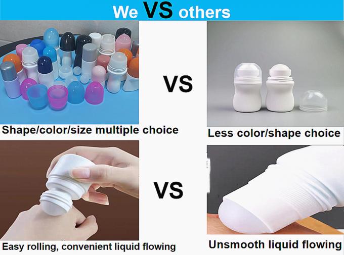 Wholesale Cheap 30ml 50ml 60ml HDPE Plastic White Plastic Deodorant Essential Oil Roll on Bottle with Roller Ball
