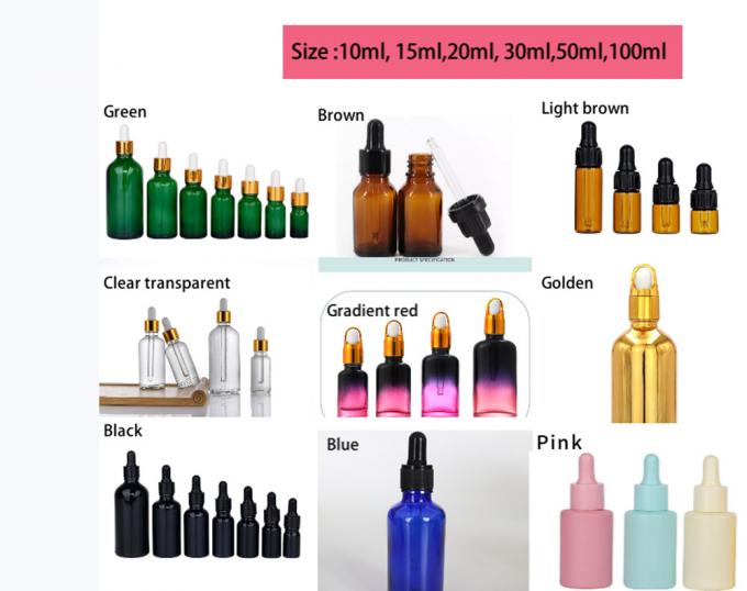 10ml 20ml 30ml 50ml Electroplate Gold Color Luxury Cosmetic Packaging Glass Dropper Bottles for Essential Oils