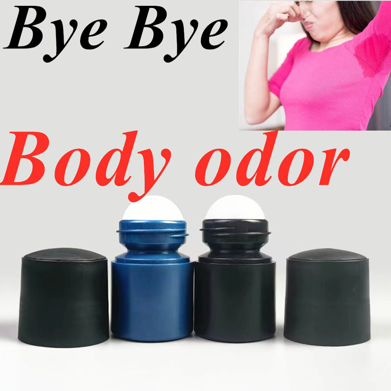 30 মিলি 50 মিলি 60 মিলি পুনরায় পূরণযোগ্য অপরিহার্য তেল শরীরের গন্ধ ডিওডোর্যান্ট বোতলের উপর খালি এইচডিপিই প্লাস্টিকের রোল গোলাকার রোলার বল