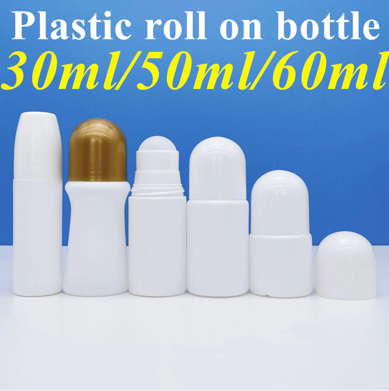 30ml 50ml50ml 60ml এইচডিপিই প্লাস্টিকের রোল পিপি রোলার বল শরীরের গন্ধ সঙ্গে অপরিহার্য তেল জন্য বোতল উপর রোলার বল ধারক