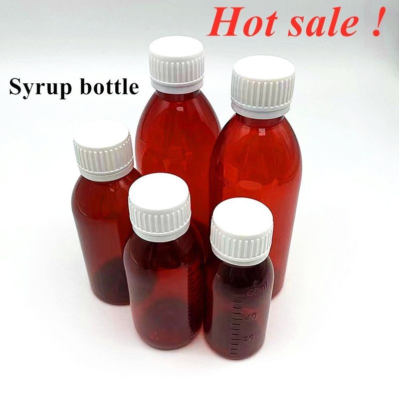 3oz 4oz 5oz পোষা প্রাণী ফার্মাসিউটিক্যাল ধারক অ্যাম্বার গোলাকার ফার্মাসিউটিক্যাল মেডিসিন মৌখিক তরল সিরাপ বোতল