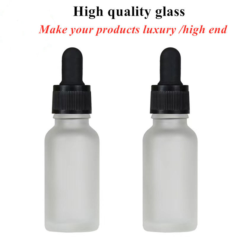 20ml 30ml50ml 2oz কসমেটিক ব্যক্তিগত যত্ন চোখ অপরিহার্য তেল গ্লাস হোয়াইট ফ্রস্টড ড্রপপার বোতল ড্রপপার ক্যাপ সহ