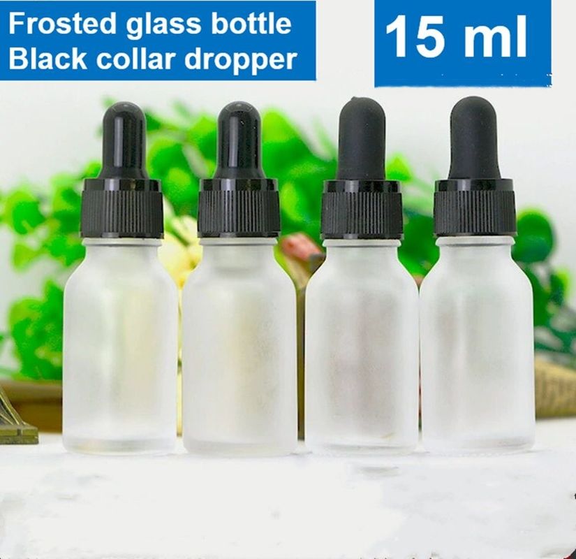 বিলাসবহুল 1oz 2oz 10ml 15ml 20ml 30ml 50ml খালি বৃত্তাকার ত্বকের যত্ন সিরাম অপরিহার্য তেল চোখ সাদা ফ্রিজড গ্লাস ড্রপপার বোতল