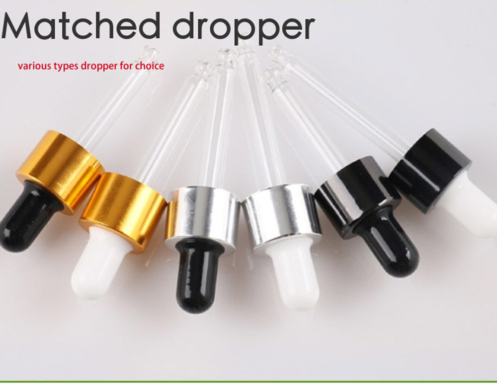 গরম বিক্রয় 5 মিলি 10 মিলি 15 মিলি 30 মিলি 50 মিলি অ্যাম্বার সিরাম প্রয়োজনীয় তেল বোতল গ্লাস ড্রপপার বোতল
