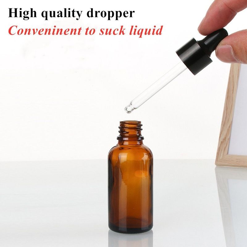 অপরিহার্য তেল প্যাকেজিং 1OZ 2OZ 20ml 30ml 50ml অ্যাম্বার অপরিহার্য তেল সিরাম শিশু প্রতিরোধক ক্যাপ সহ গ্লাস ড্রপপার বোতল
