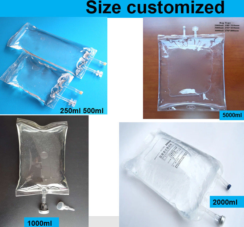 বড় ভলিউম 2000ml 3000ml 5000ml 7mm পশুচিকিত্সক একক ব্যবহারযোগ্য পিভিসি ইনফিউশন আইভি ব্যাগ
