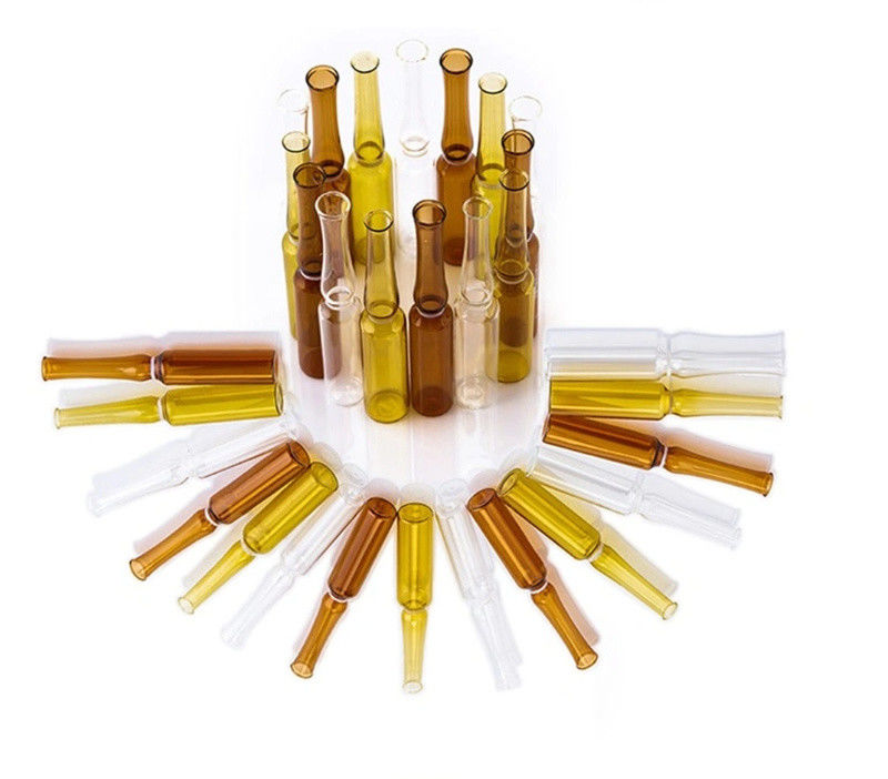1ml 2ml 5ml Breaking Ring Transparent Amber Glass Ampoule USP I ফার্মাসিউটিক্যাল প্যাকেজিং আইএসও স্ট্যান্ডার্ডের সাথে গ্লাস এম্পুল