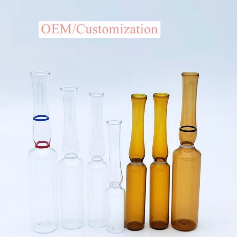 1ml 2ml 5ml Breaking Ring Transparent Amber Glass Ampoule USP I ফার্মাসিউটিক্যাল প্যাকেজিং আইএসও স্ট্যান্ডার্ডের সাথে গ্লাস এম্পুল