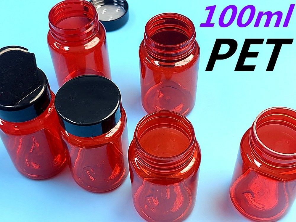 উচ্চ মানের 100 মিলি লাল খালি পোষা প্রাণী পিল ট্যাবলেট ক্যালসিয়াম ফার্মাসিউটিক্যাল কন্টেইনার মেডিসিন ভিটামিন ক্যাপসুল ঔষধের বোতল