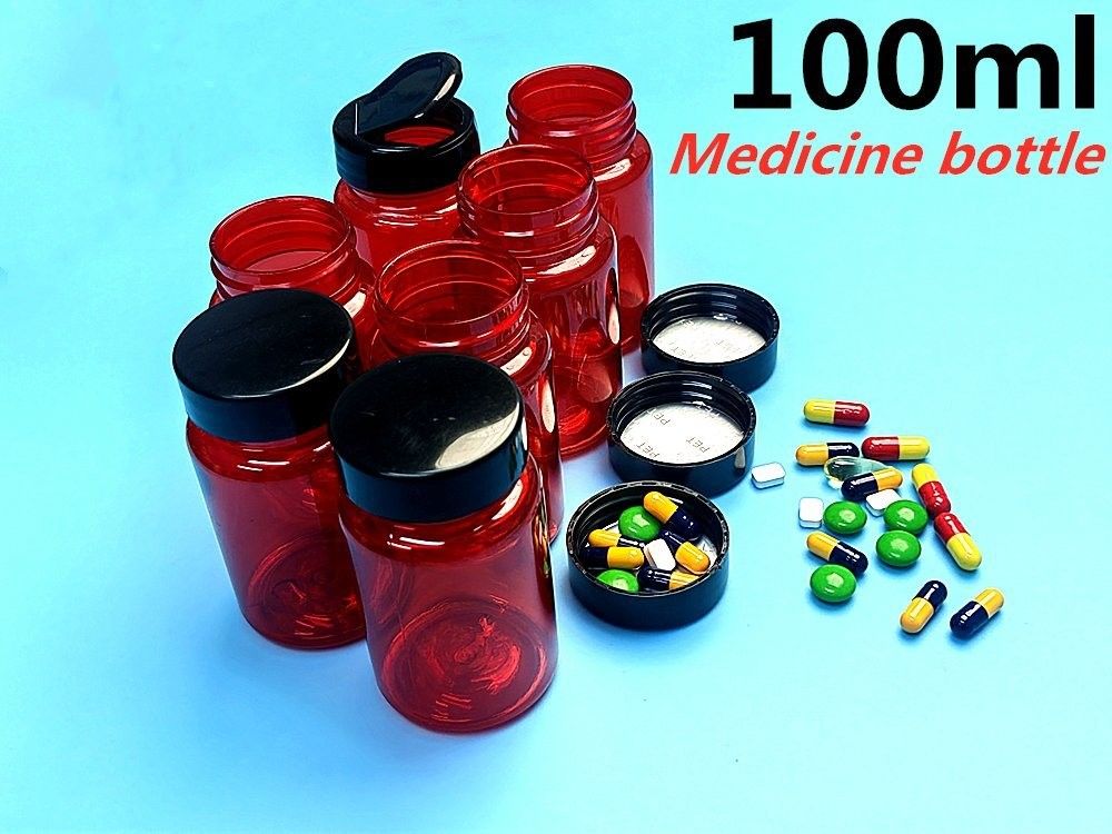 উচ্চ মানের 100 মিলি লাল খালি পোষা প্রাণী পিল ট্যাবলেট ক্যালসিয়াম ফার্মাসিউটিক্যাল কন্টেইনার মেডিসিন ভিটামিন ক্যাপসুল ঔষধের বোতল