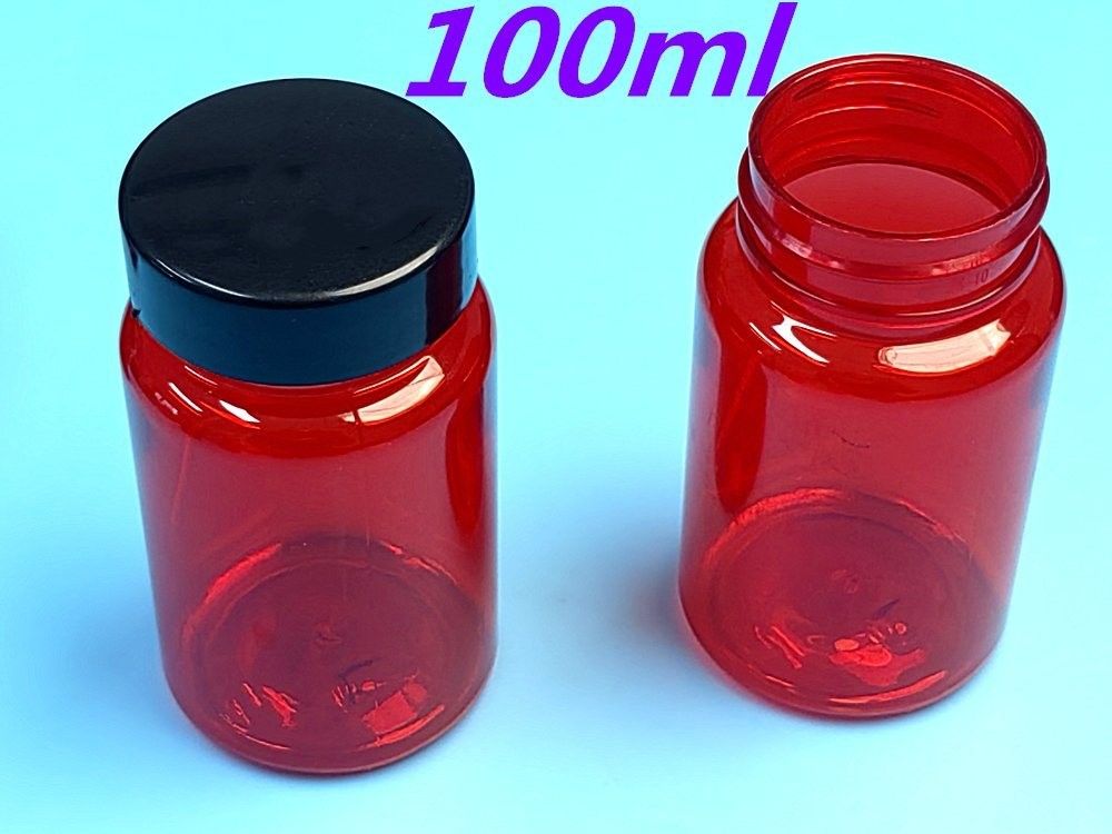 পিইটি প্লাস্টিক লাল 100ml 150ml সলিড মেডিসিন বোতল ক্যাপসুল পিল বোতল প্যাকেজিং কন্টেইনার স্বাস্থ্যসেবা সম্পূরক বোতল