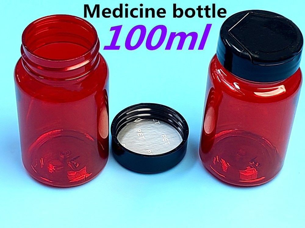 পিইটি প্লাস্টিক লাল 100ml 150ml সলিড মেডিসিন বোতল ক্যাপসুল পিল বোতল প্যাকেজিং কন্টেইনার স্বাস্থ্যসেবা সম্পূরক বোতল