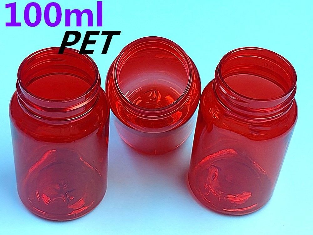 পিইটি প্লাস্টিক লাল 100ml 150ml সলিড মেডিসিন বোতল ক্যাপসুল পিল বোতল প্যাকেজিং কন্টেইনার স্বাস্থ্যসেবা সম্পূরক বোতল