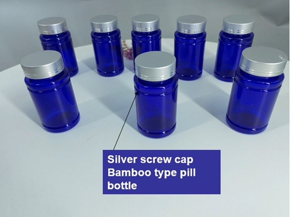 100cc 120cc প্লাস্টিকের বোতল পিলের জন্য ক্যাপসুল স্বচ্ছ নীল পিইটি পুনরায় পূরণযোগ্য প্লাস্টিকের কঠিন পাউডার পিল ঔষধের বোতল