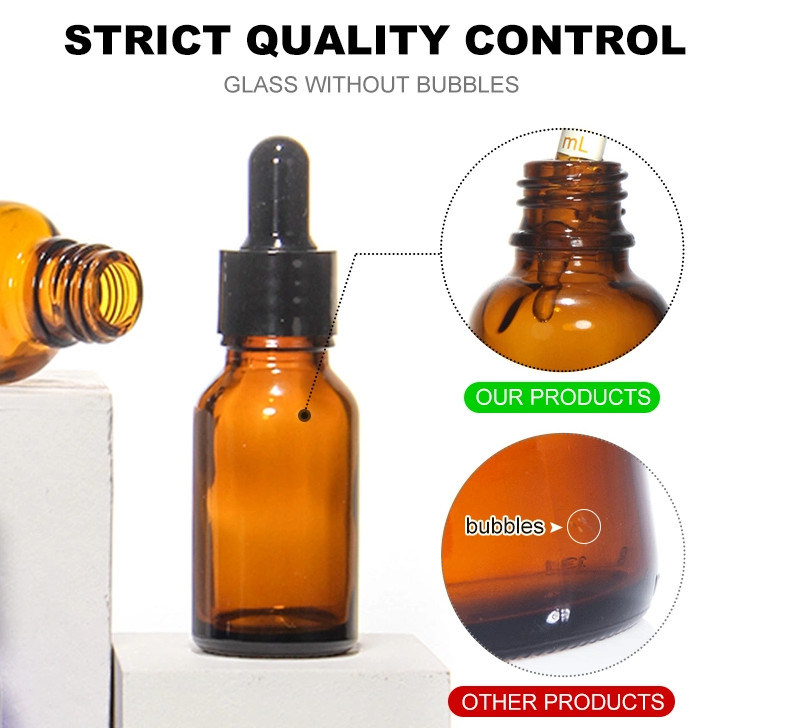 গরম বিক্রয় 5 মিলি 10 মিলি 15 মিলি 30 মিলি 50 মিলি অ্যাম্বার সিরাম প্রয়োজনীয় তেল বোতল গ্লাস ড্রপপার বোতল